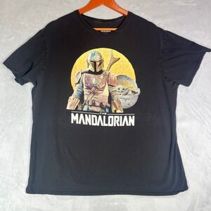 Star Wars The Mandalorian Mens XL T-Shirt Black Fifth Sun Grogu Baby Yoda Tee
